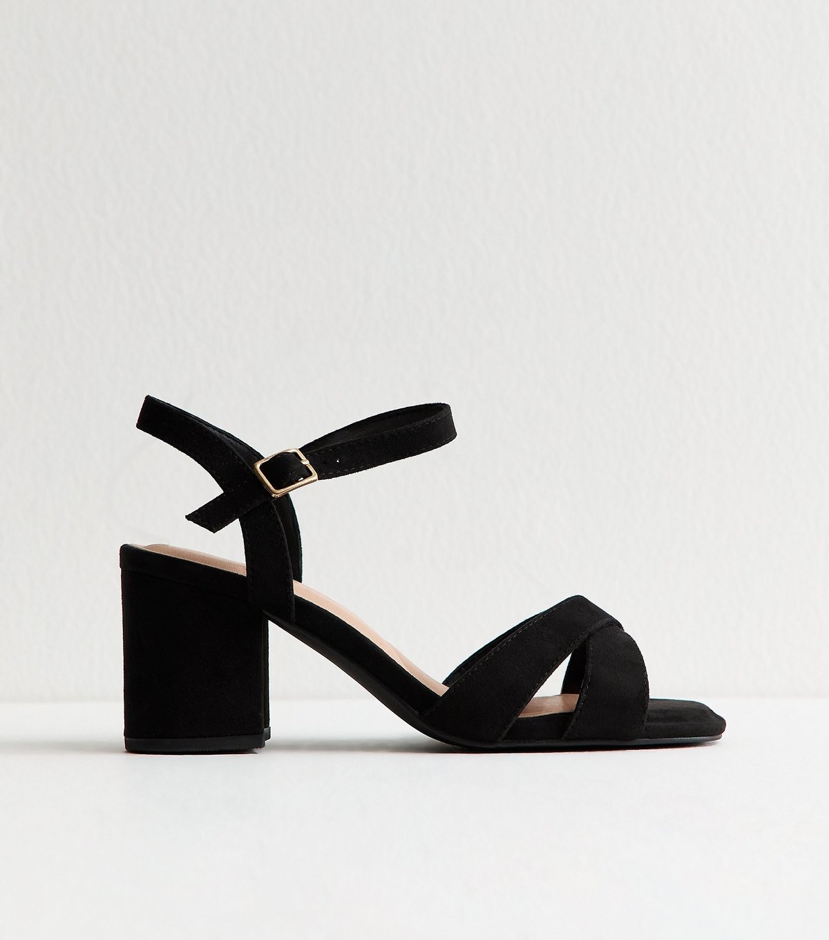 New Look Women's Extra Wide Fit Black Faux Suede Block Heel Sandals Vegan New Look - 3