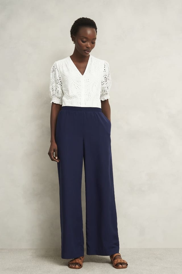 Hobbs London Hobbs London Women's Alda Wide Leg Trouser in Dark Navy - 3