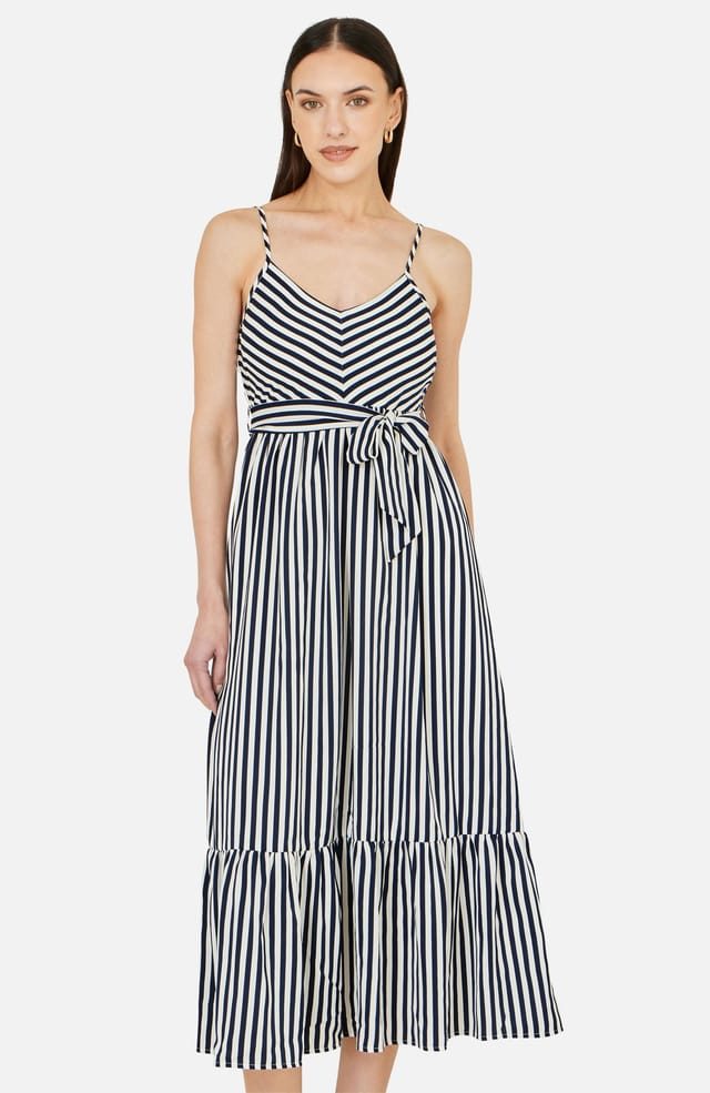 Yumi Yumi Women's Stripe Midi Sun Dress in Navy - 2