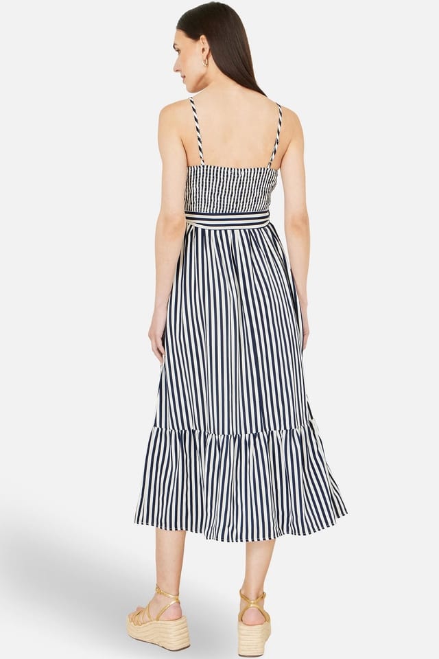 Yumi Yumi Women's Stripe Midi Sun Dress in Navy - 3