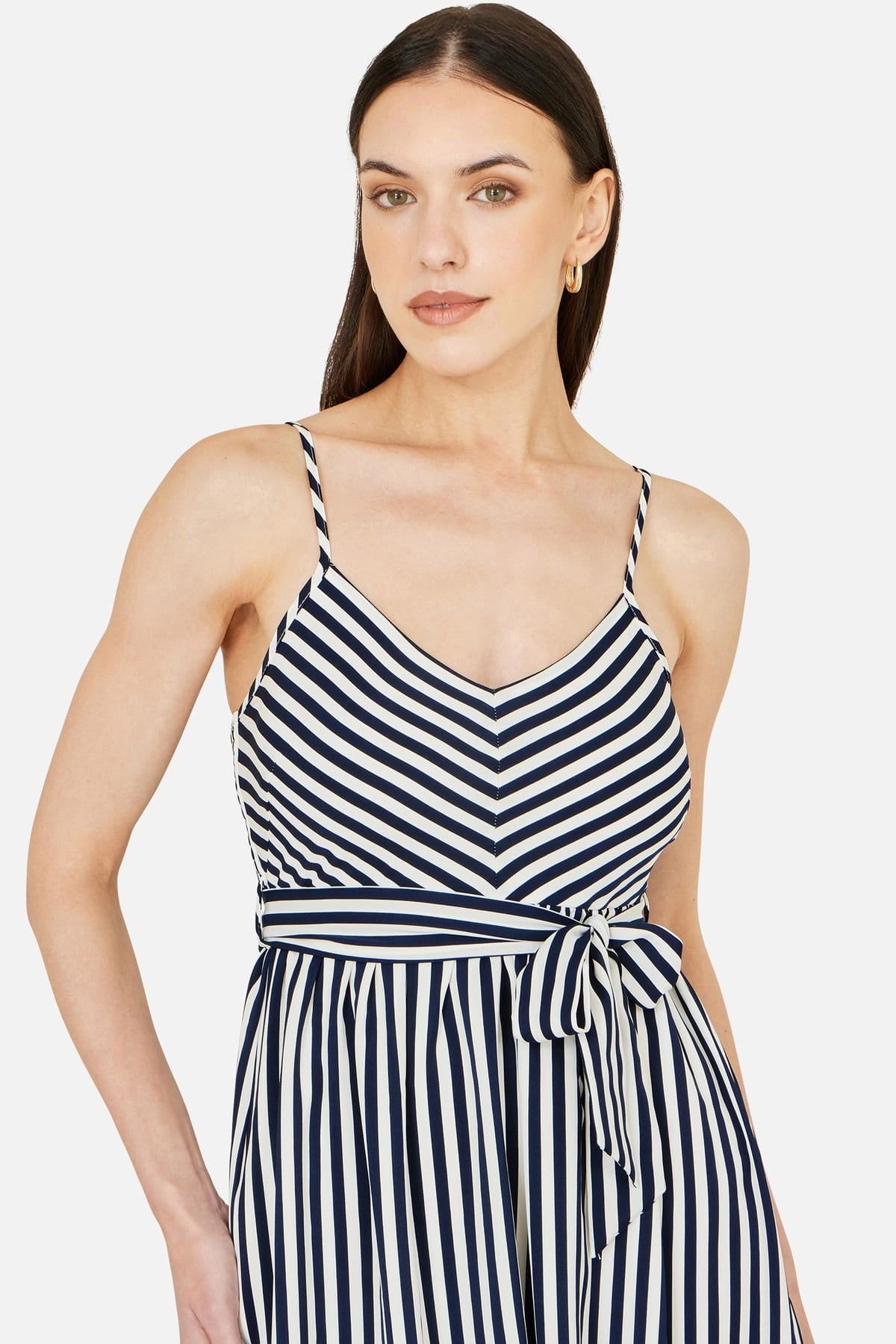 Yumi Yumi Women's Stripe Midi Sun Dress in Navy - 4