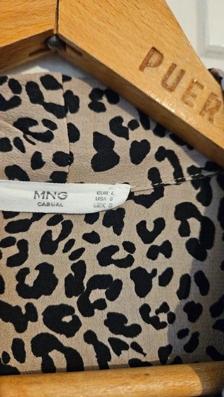 Mango Leopard Print Wrap Midi Dress