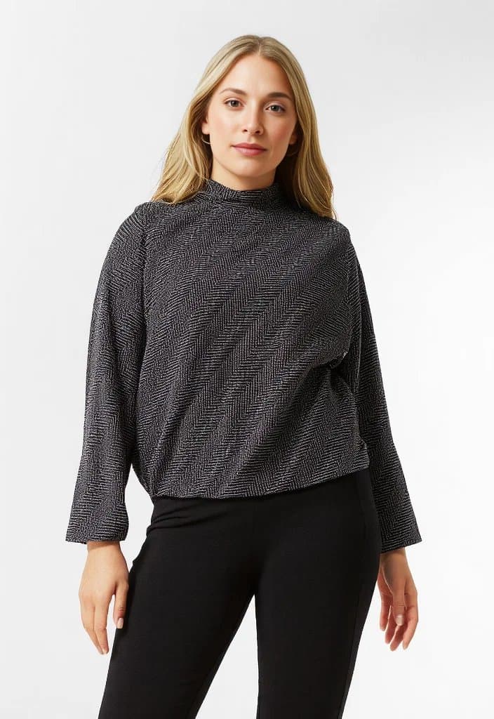 Blue Vanilla Curve Puffball High Neck Top