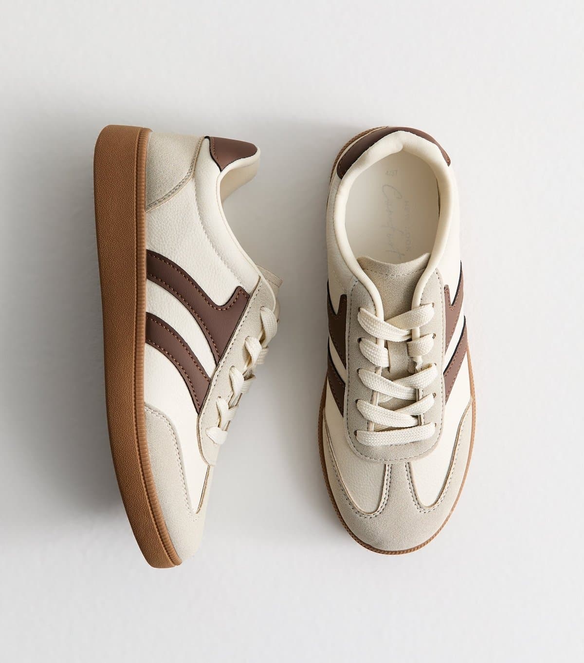 New Look New Look Cream and Brown Faux Suede Trainers