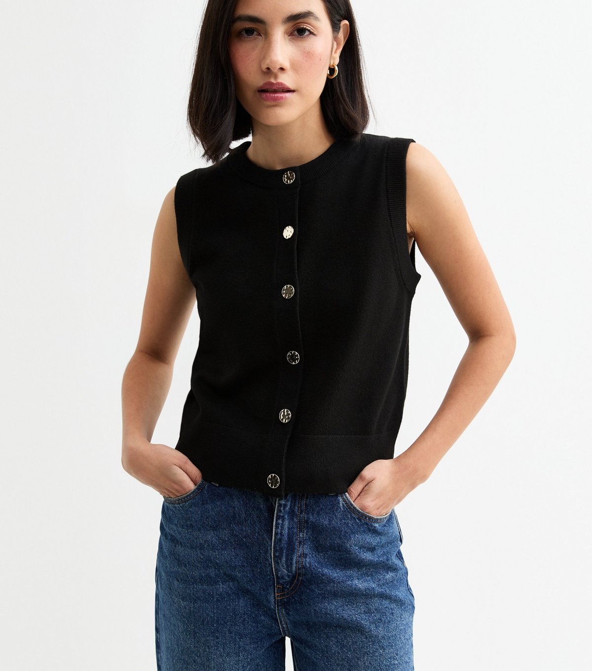 New Look Women's Black Crew Neck Waistcoat New Look - 2