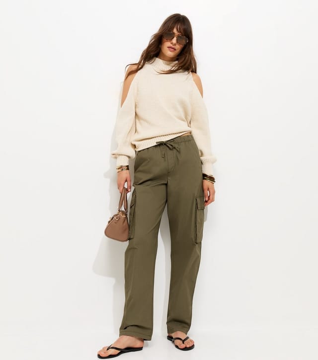 New Look Women's Tall Dark Khaki Cotton Utility Cargo Trousers New Look - 3