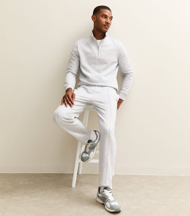 New Look Men's Grey Regular Quarter Zip Sweatshirt New Look - 3