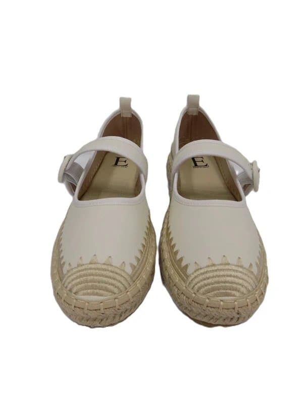 E.Shoes by Emma Mary Jane Shoes UK 5 Womens White Flat Low Platform Espadrille