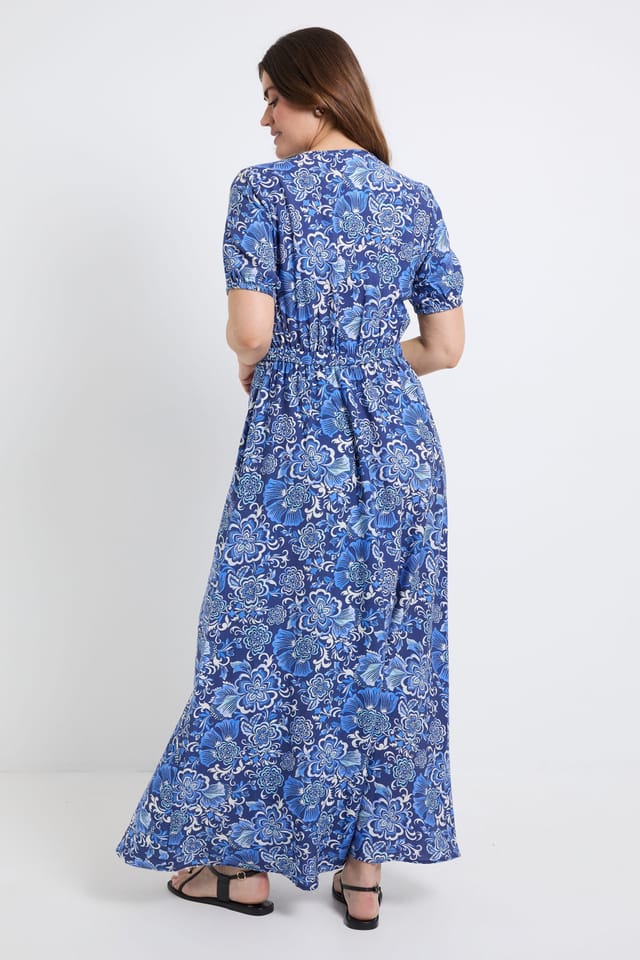 Wallis Wallis Women's Floral Tie Detail Maxi Dress in Navy - 3