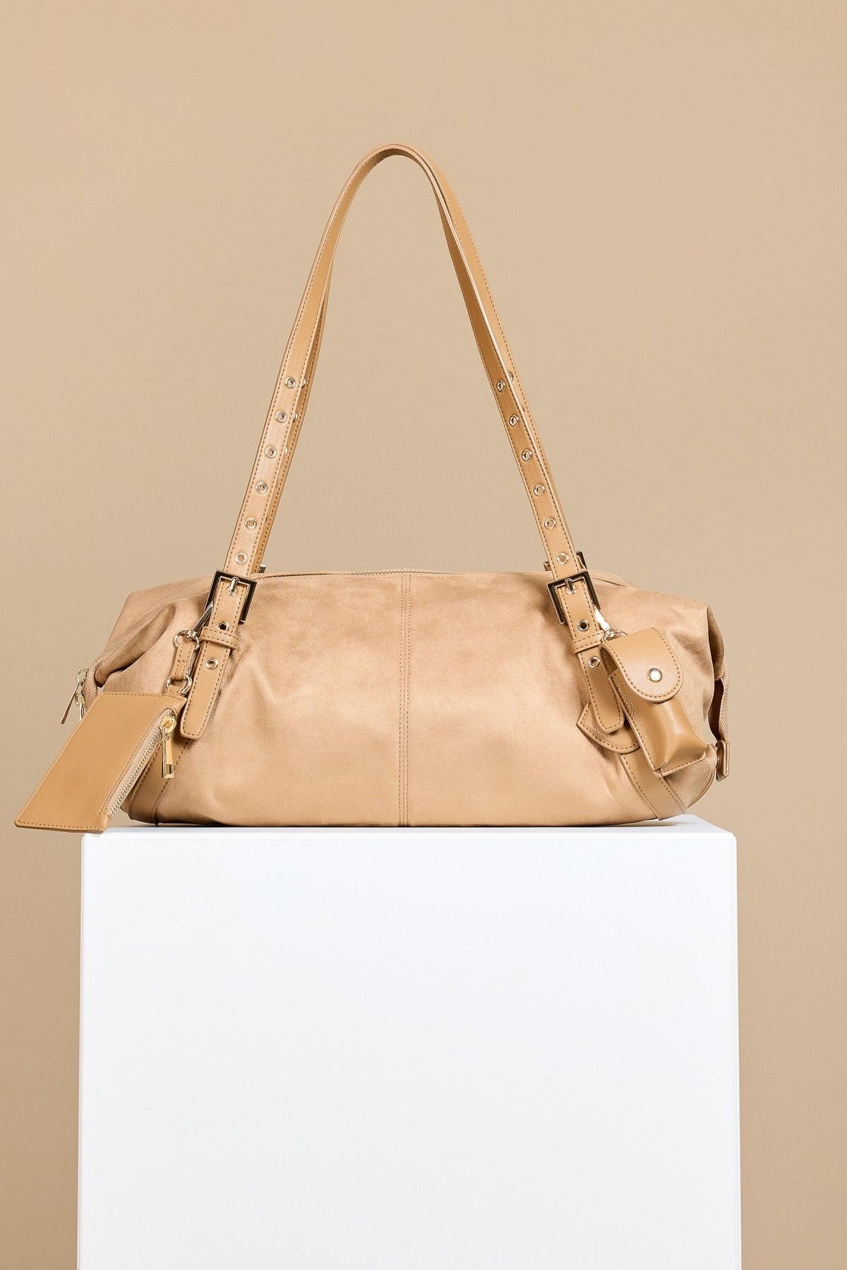 Little Mistress Little Mistress Women's Camel Faux Suede Shoulder Bag in Brown - 3