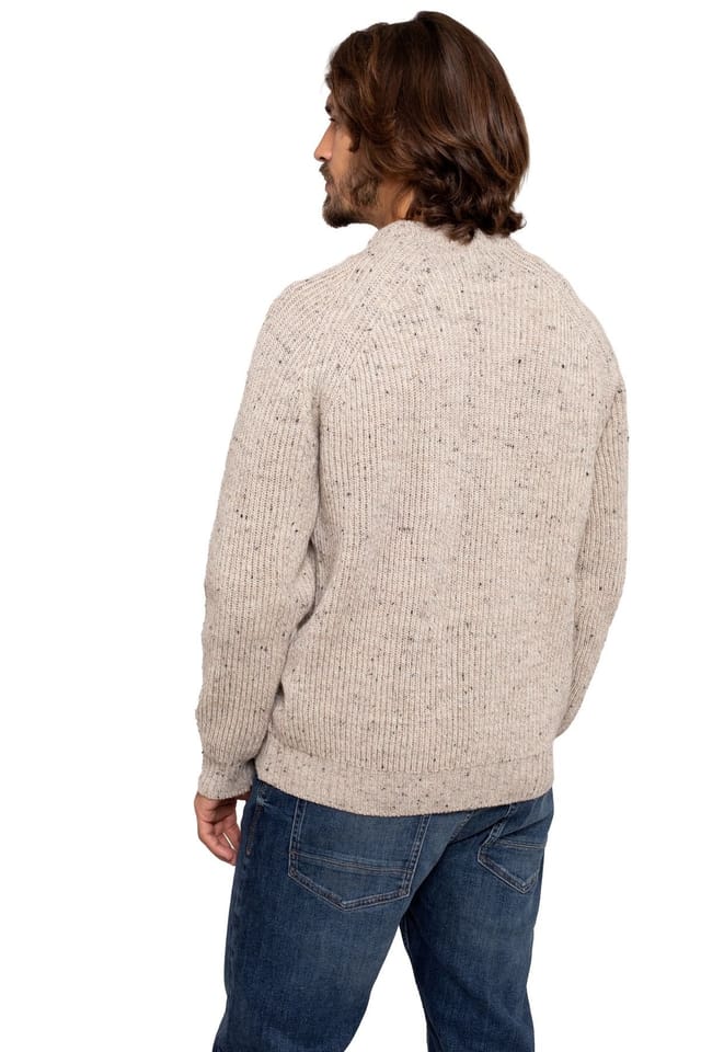 Celtic & Co Celtic & Co Men's British Ribbed Fishermans Sweater in Fawn - 3