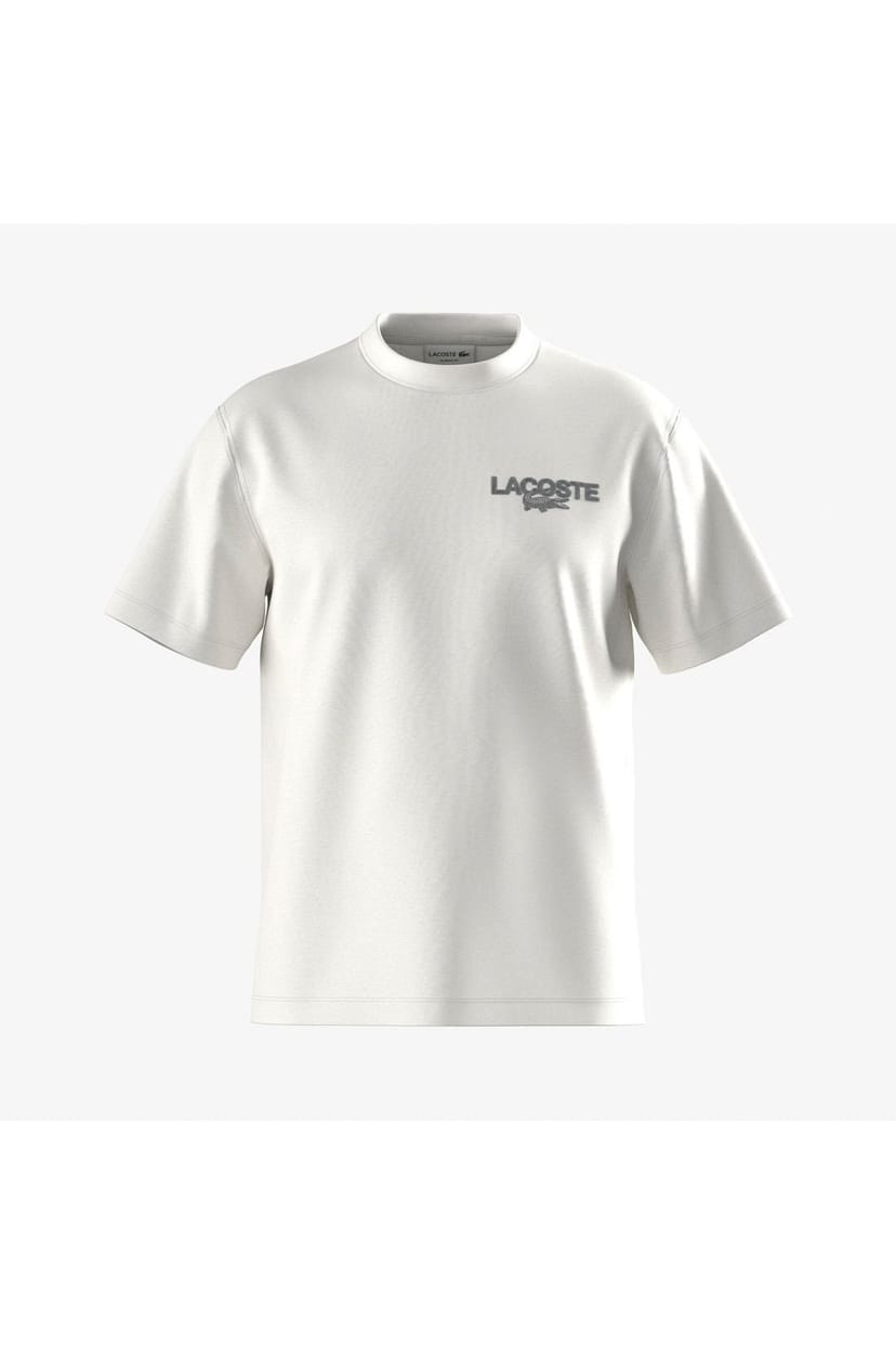Lacoste Lacoste Men's Back Print Graphic T-Shirt Flour in White - 1