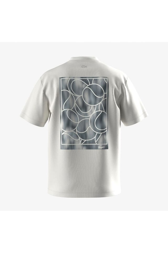 Lacoste Lacoste Men's Back Print Graphic T-Shirt Flour in White - 3