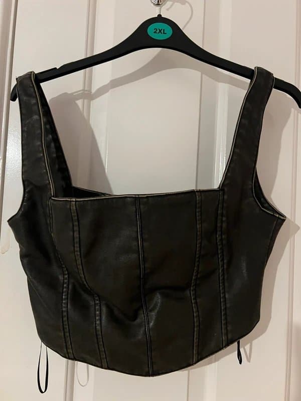 Bershka Leather off black/brown bershka corset