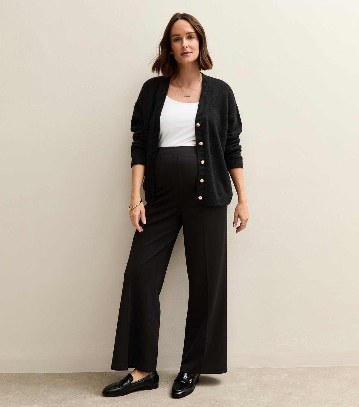 New Look Women's Maternity Black Jersey Wide Leg Trousers New Look