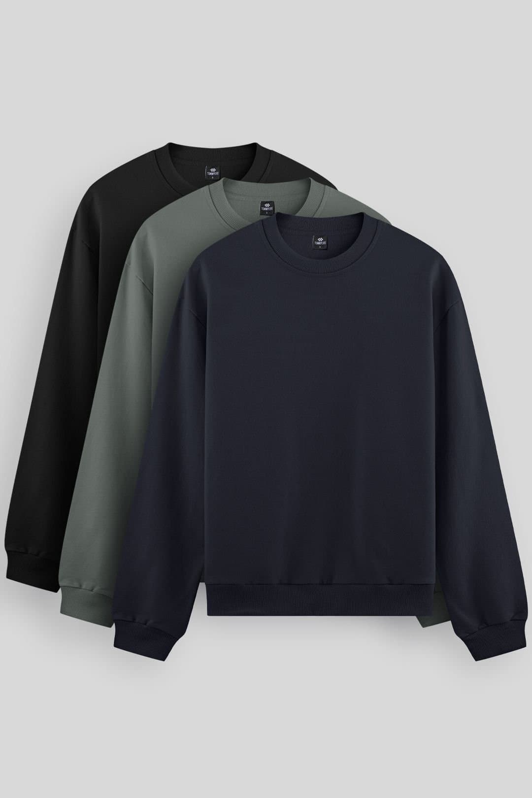 Tommy Life Tommy Life Men's Plain Crew Neck Sweatshirt in Midnight