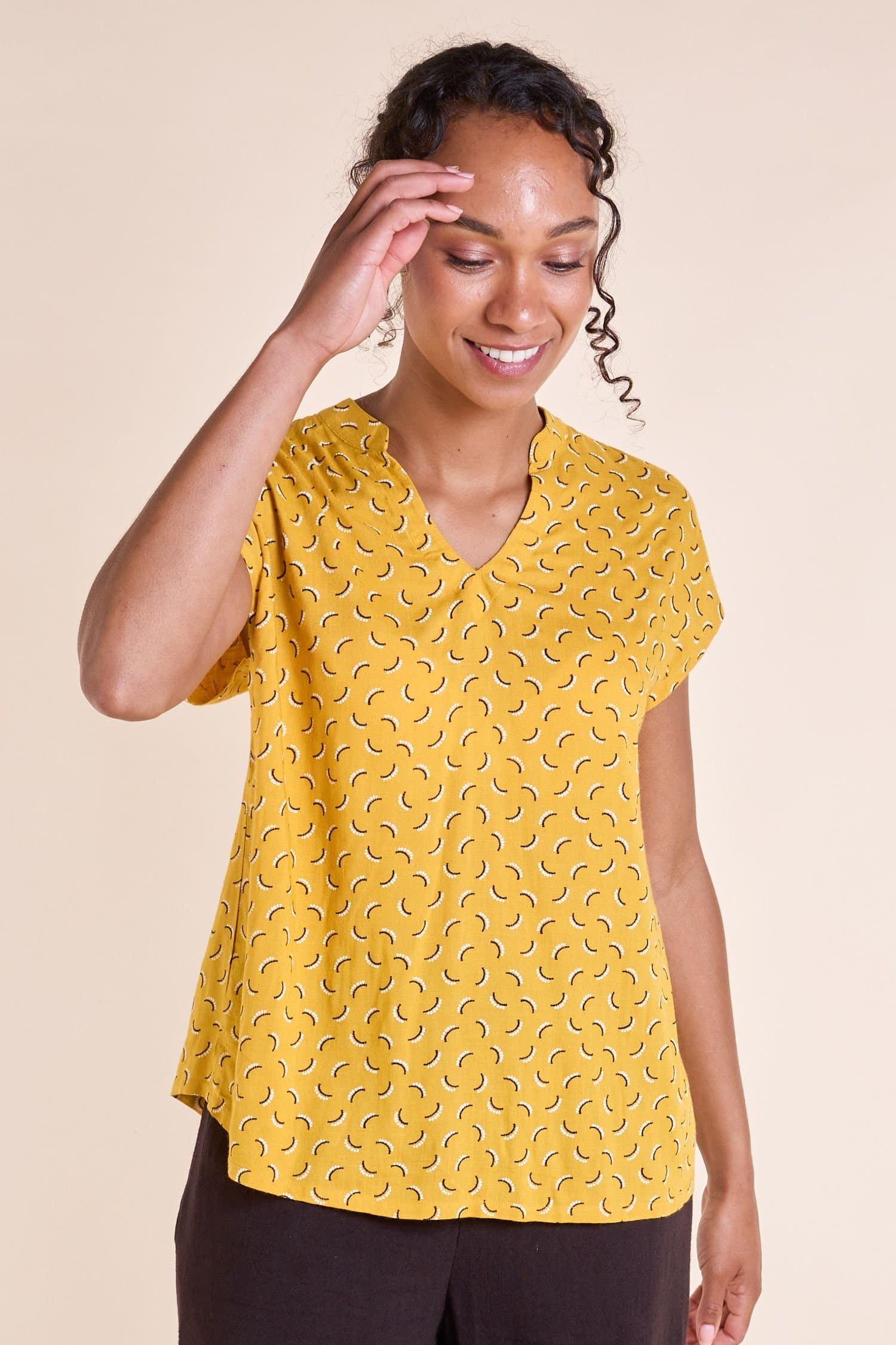 Nomads Clothing Nomads Clothing Women's Viscose Nehru Top in Mustard