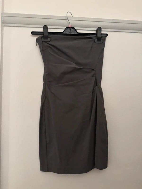 Bershka Grey Ruched Bandeau Mini Dress