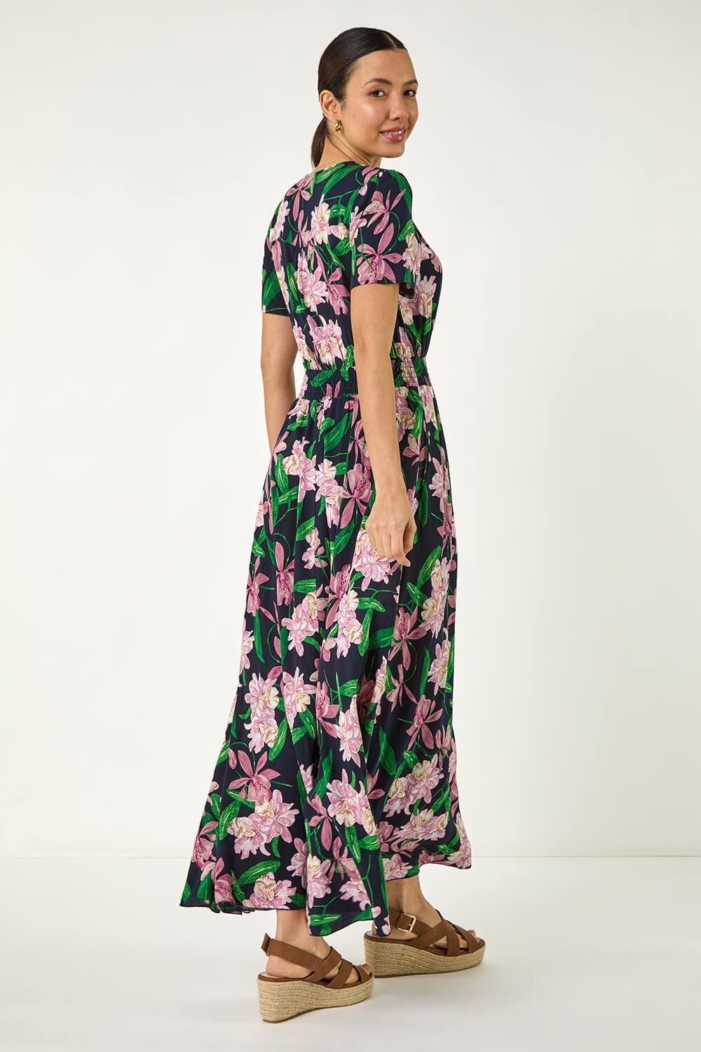 Roman Roman Women's Floral Shirred Maxi Dress in Pink - 3