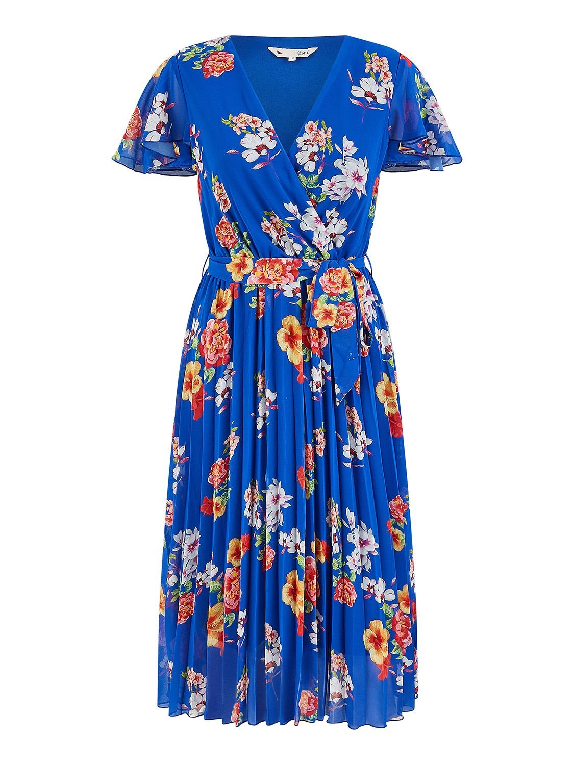 Yumi Yumi Women's Blue Floral Pleated Wrap Dress - 4