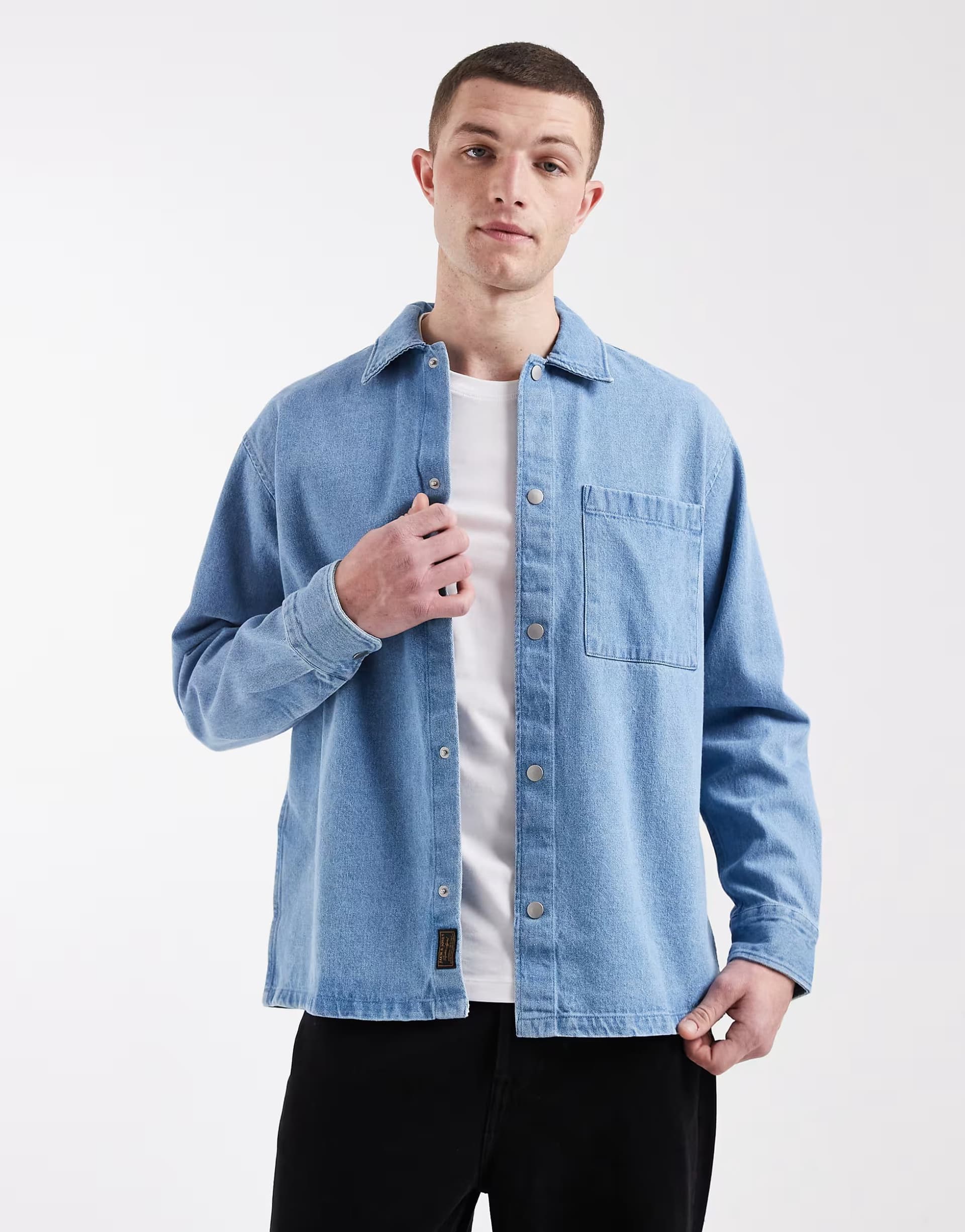 ASOS Jack & Jones denim overshirt in blue