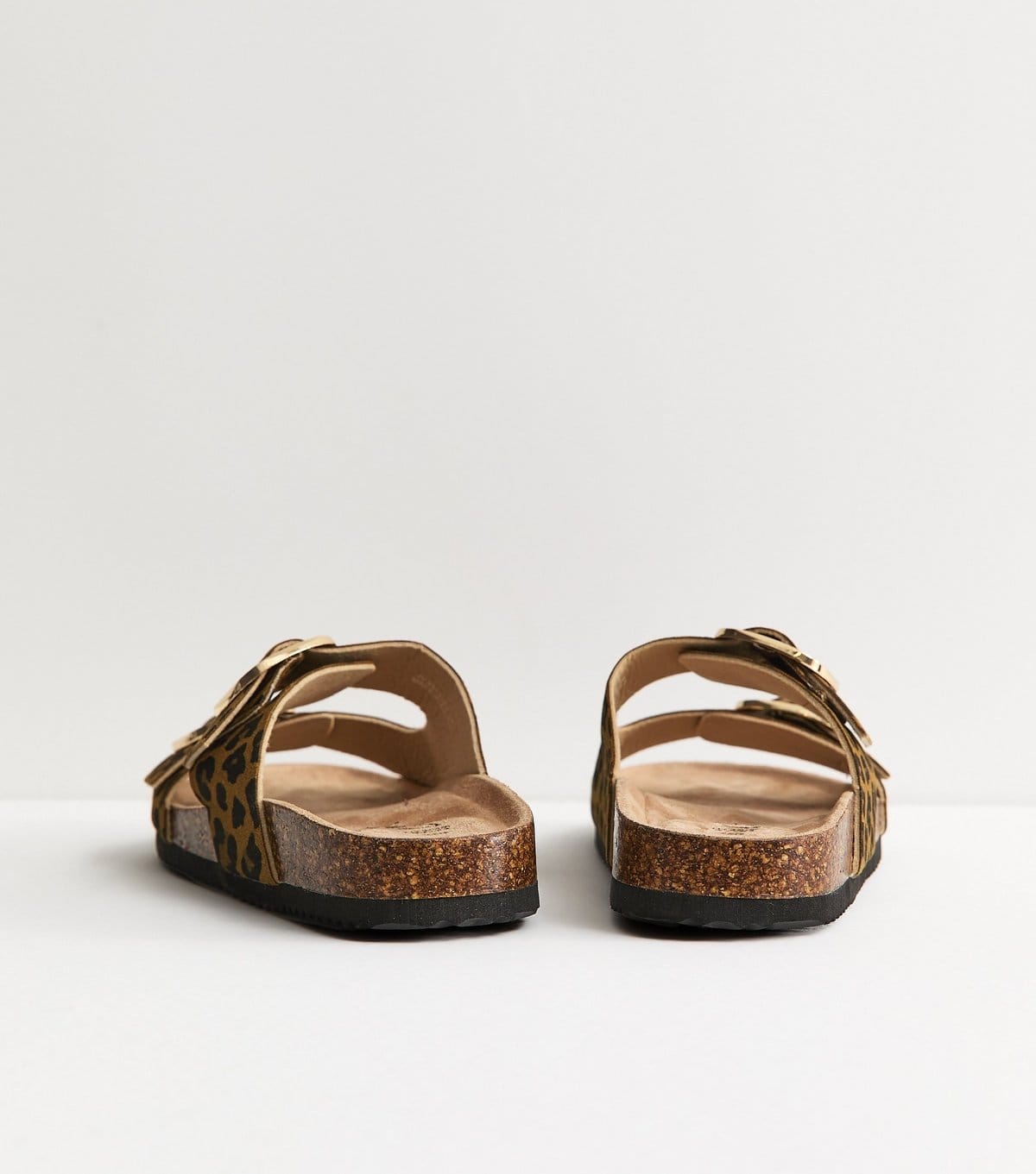 New Look Women's Extra Wide Fit Brown Leopard Print Cork Sole Double Strap Mule Sandals Vegan New Look - 4