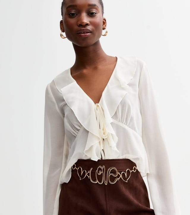 New Look Gold Tone Love Chain Belt New Look - 2