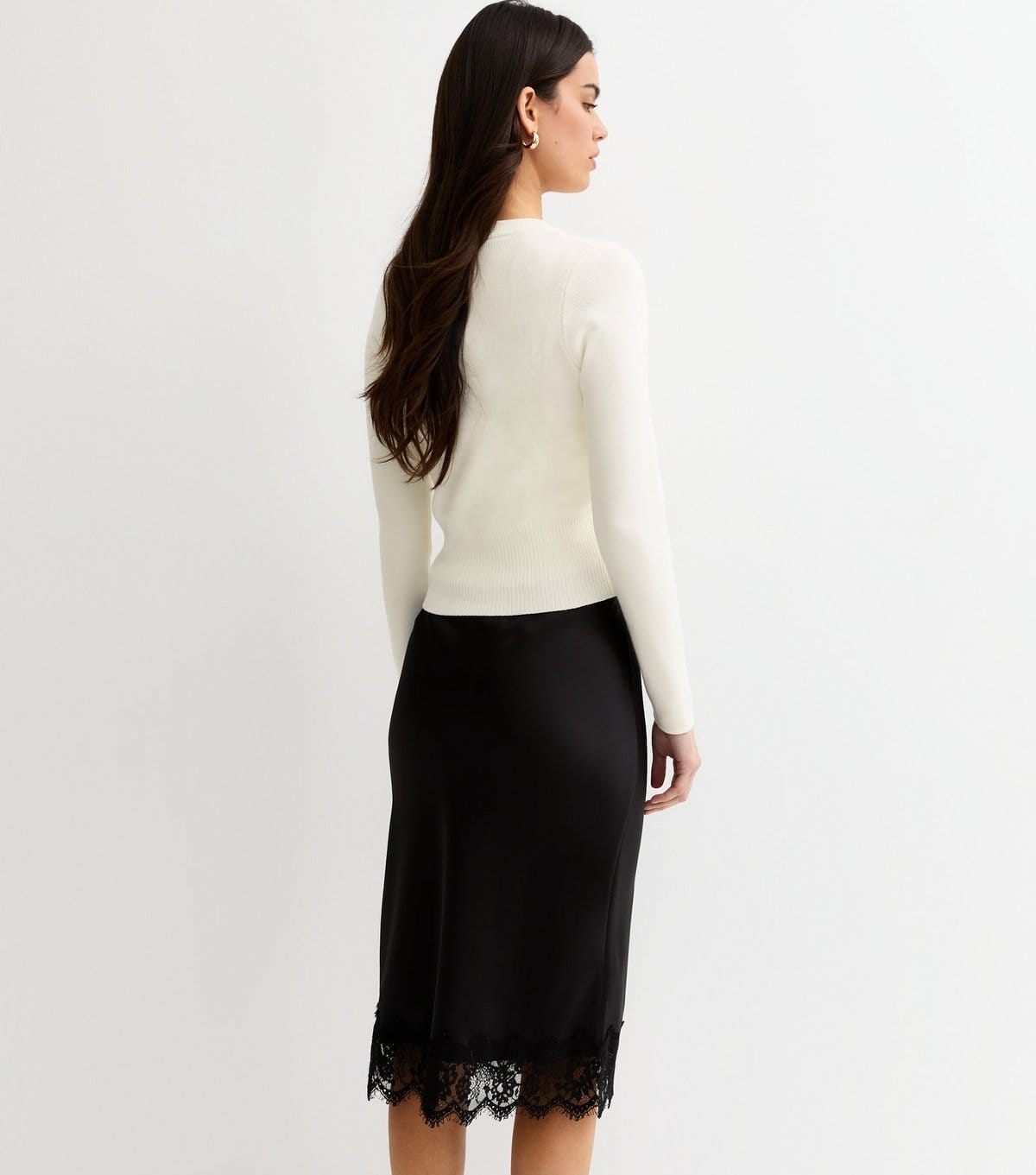 New Look Women's Off White Compact Knit Crew Neck Cardigan New Look - 4