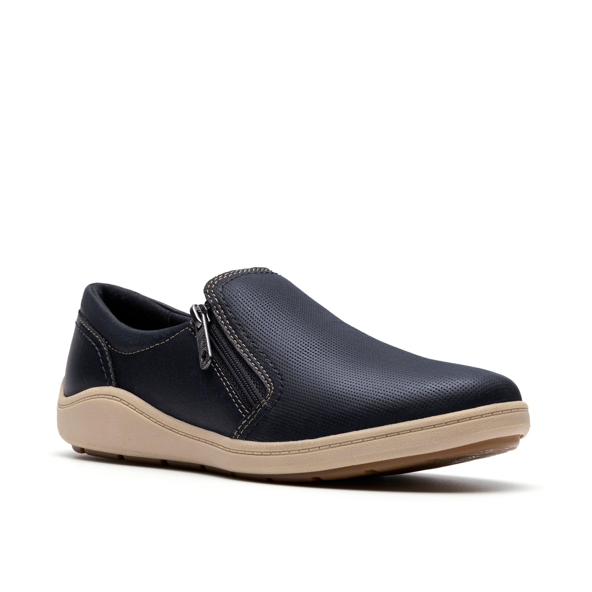 Clarks Clarks Women's Bryianne Ashly Navy Leather Slip Ons in Blue - 4
