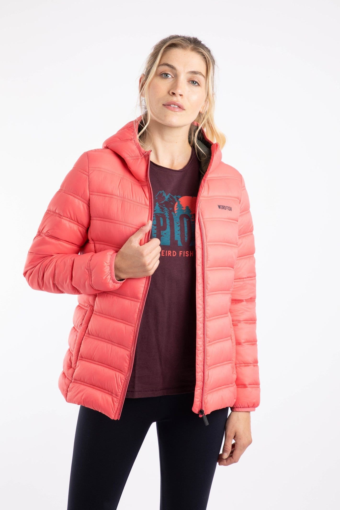 Weird Fish Weird Fish Women's Eshka Lightweight Padded Jacket in Coral - 4