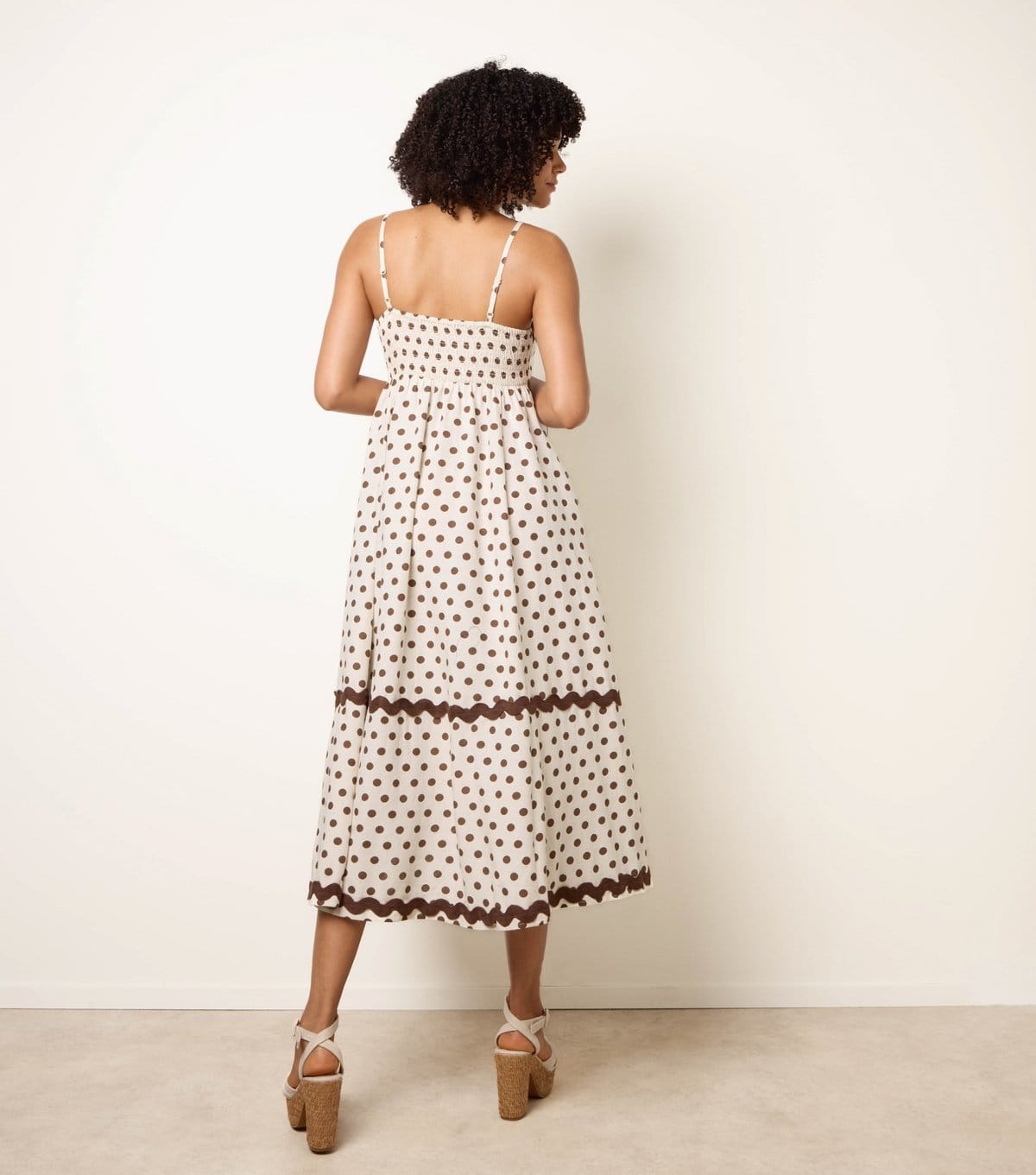 Blue Vanilla Women's Cream Polka Dot Midi Dress Blue Vanilla New Look - 4