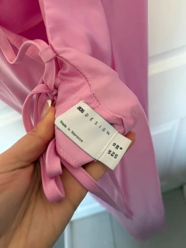 ASOS Pink Satin Cowl Neck cross back dress Asos size 10
