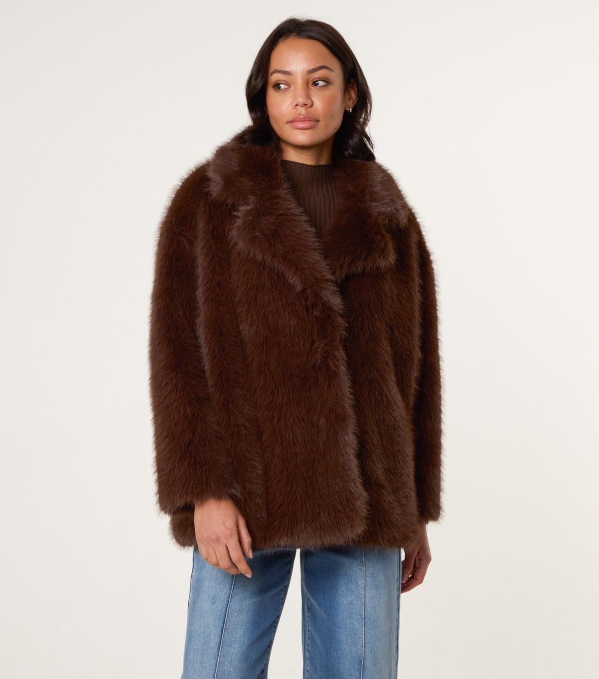 Blue Vanilla Women's Brown Faux Fur Jacket Blue Vanilla New Look