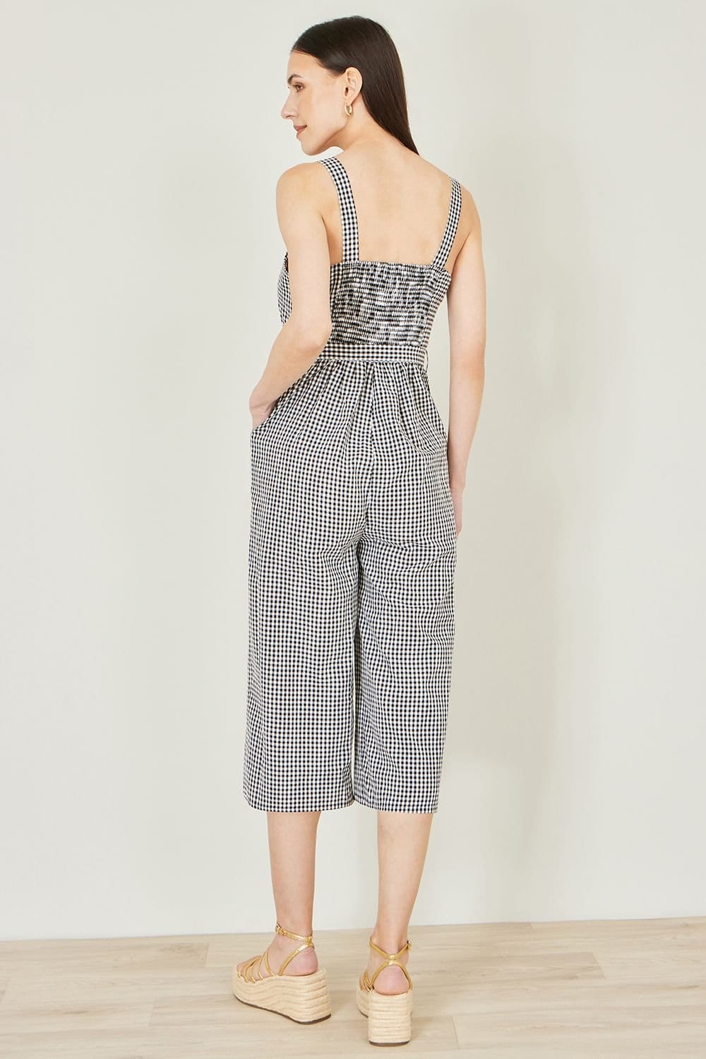 Yumi Yumi Women's Gingham Button Through Jumpsuit in Black - 4