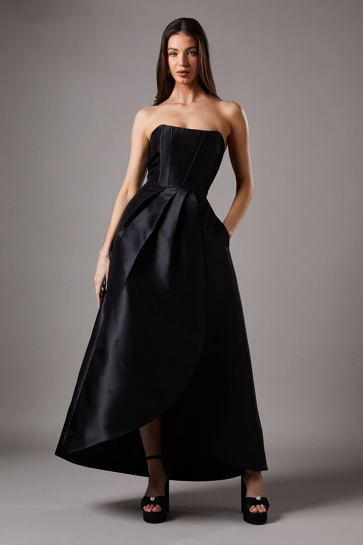 Coast Coast Women's Corset Detail Twill Black Maxi Dress - 2