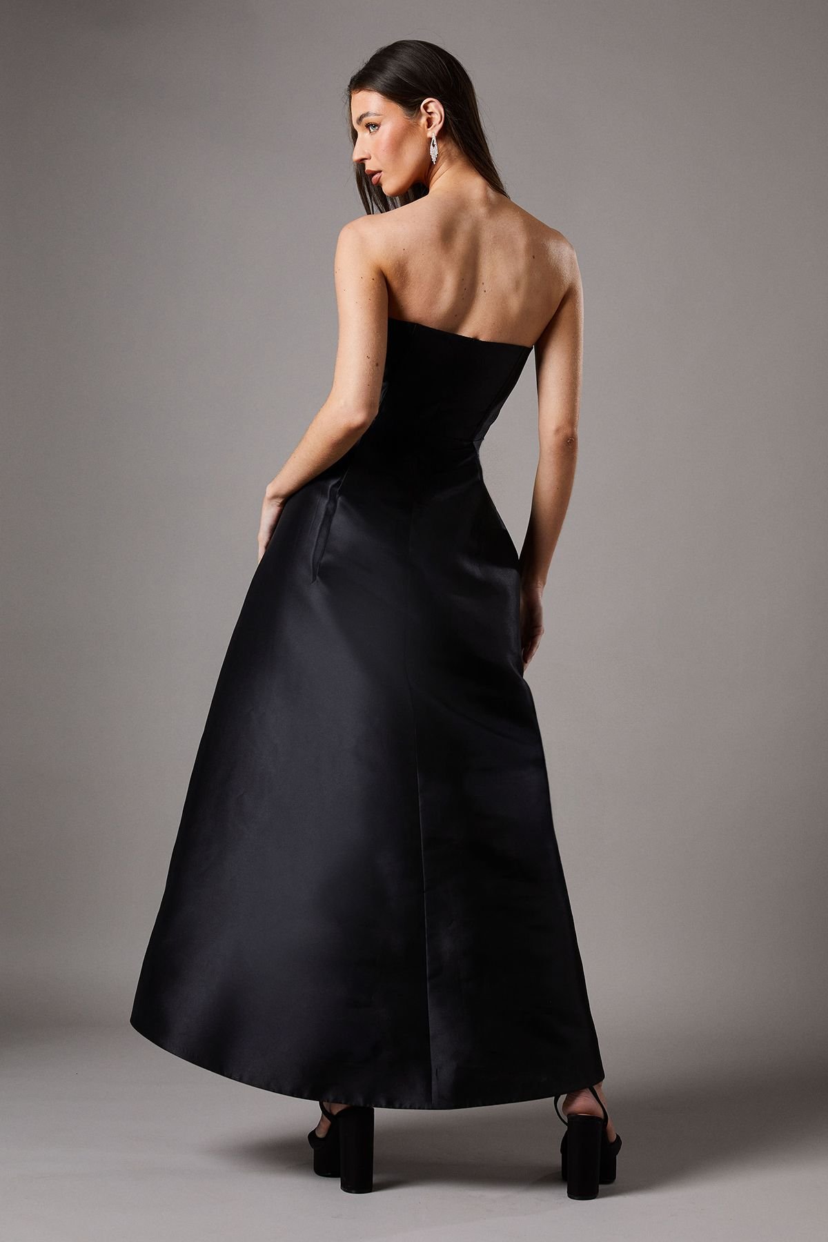 Coast Coast Women's Corset Detail Twill Black Maxi Dress - 3