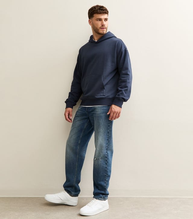 New Look Men's Navy Blue Oversized Hoodie New Look - 3