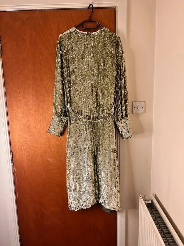 ASOS ASOS edition sequin wrap midi dress in pistachio green ombre colour