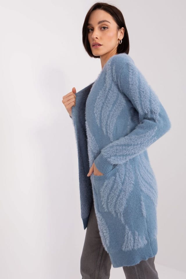 Love Lace Love Lace Women's Variegated Long Sleeve Bedspread Cardigan in Blue - 2