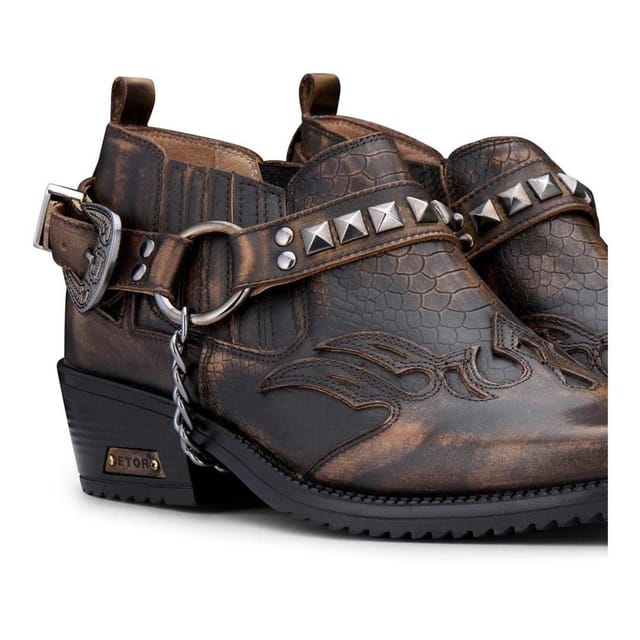 Etor Etor Men's Real Leather Cowboy Wincklepickers Shoes Cuban Heel in Brown - 3