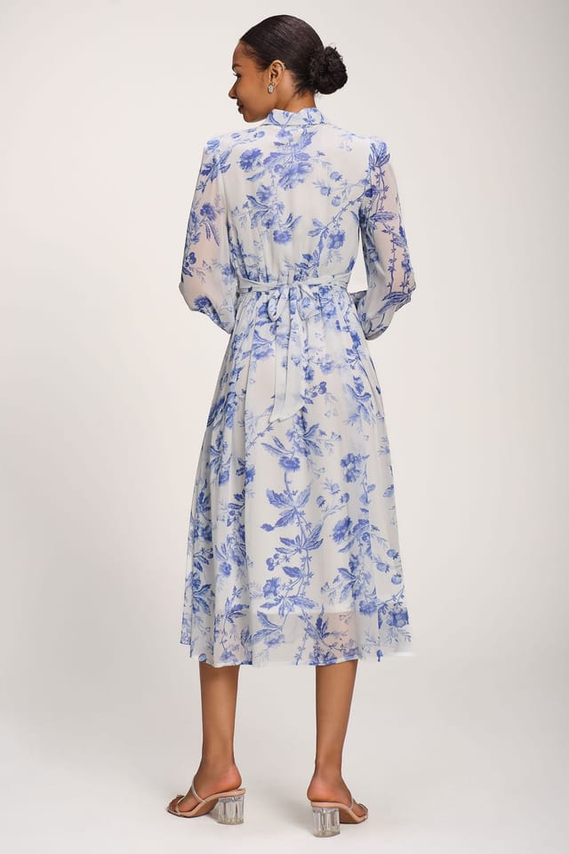 Jolie Moi Jolie Moi Women's Chiffon Print Ruffled Shirt Dress - 2