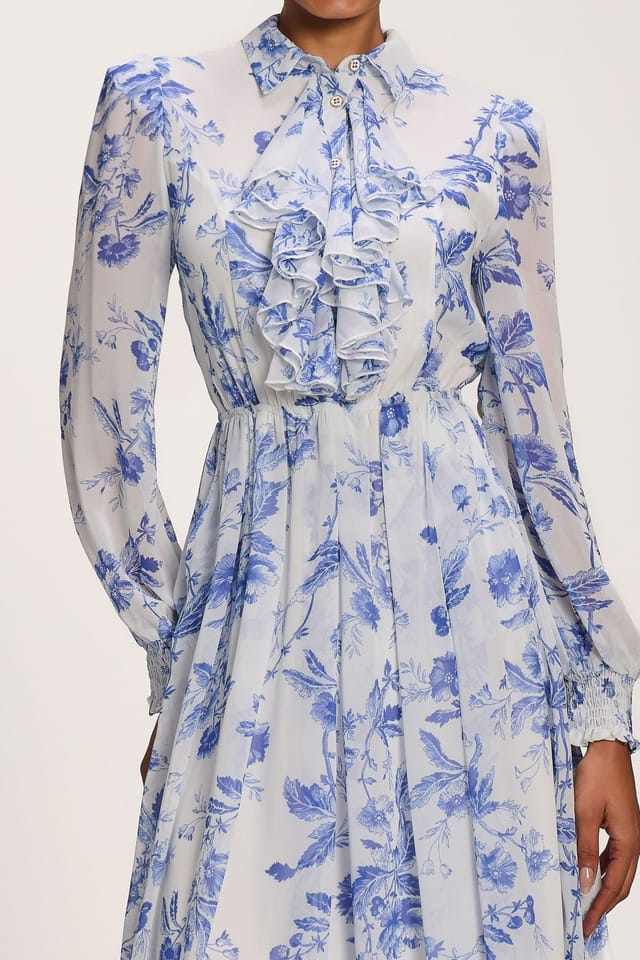 Jolie Moi Jolie Moi Women's Chiffon Print Ruffled Shirt Dress - 3