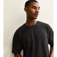 New Look Men's Black Oversized Waffle Texture T-Shirt New Look - 3