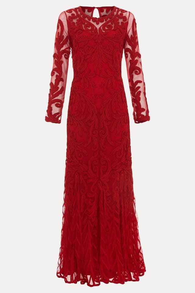 Phase Eight Phase Eight Women's Petite Phoenix Embroidered Maxi Dress in Dark Red - 2