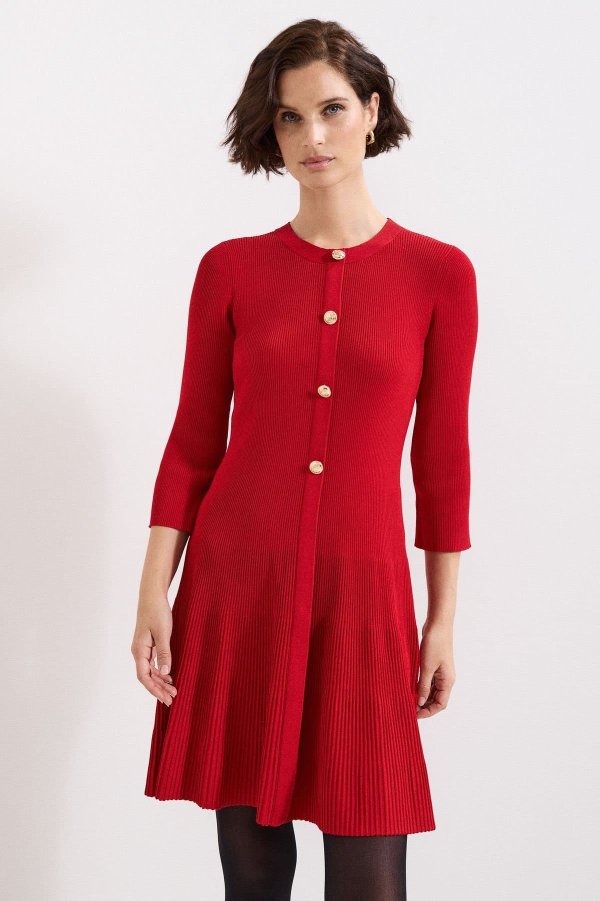 Phase Eight Phase Eight Women's Rachel 3/4 Sleeve Swing Dress in Scarlet