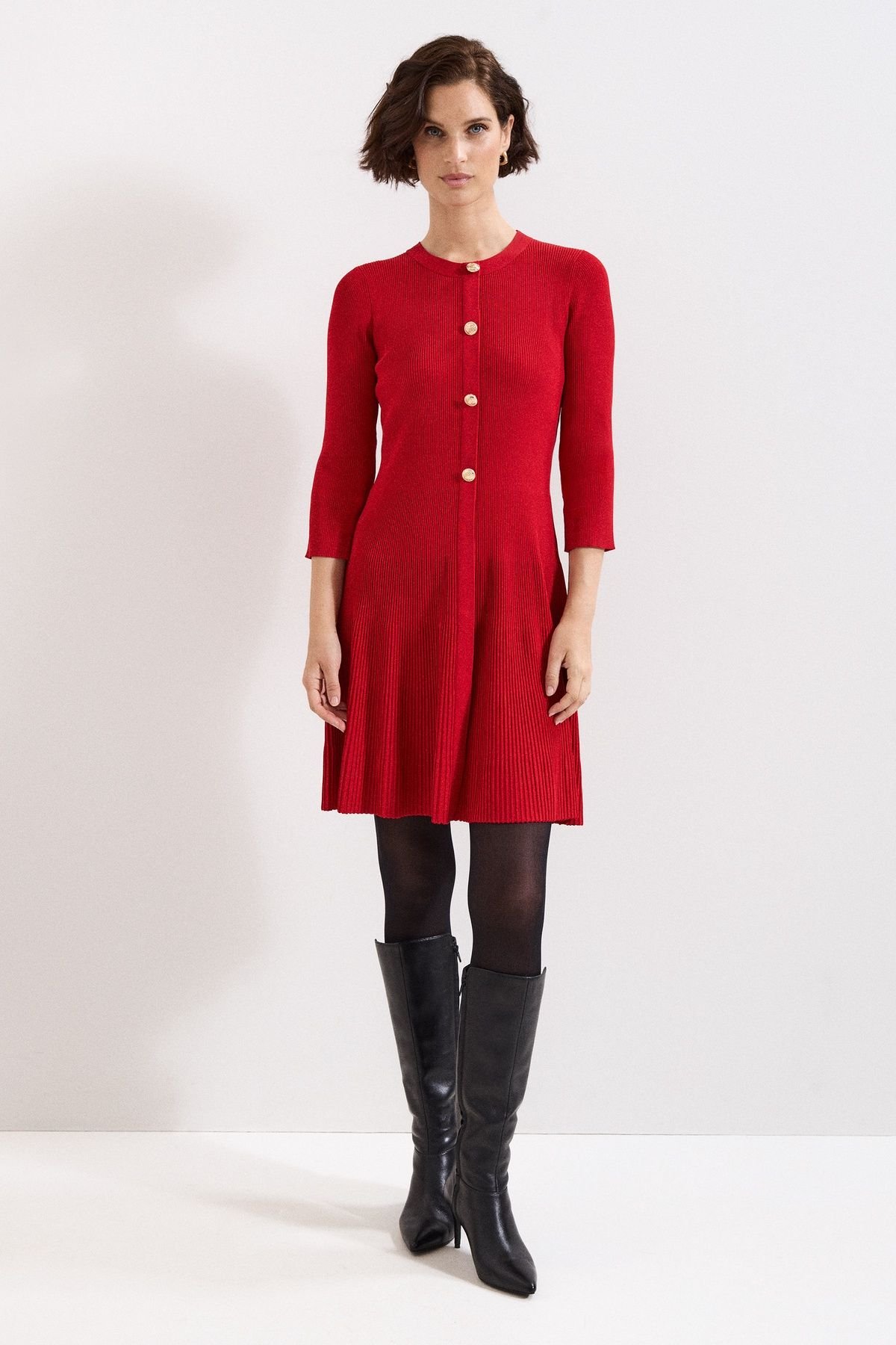 Phase Eight Phase Eight Women's Rachel 3/4 Sleeve Swing Dress in Scarlet - 3