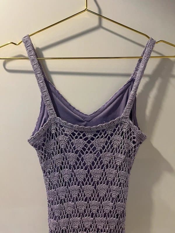Topshop Topshop lilac purple sequin beaded embellished crochet knit knitted midi dress