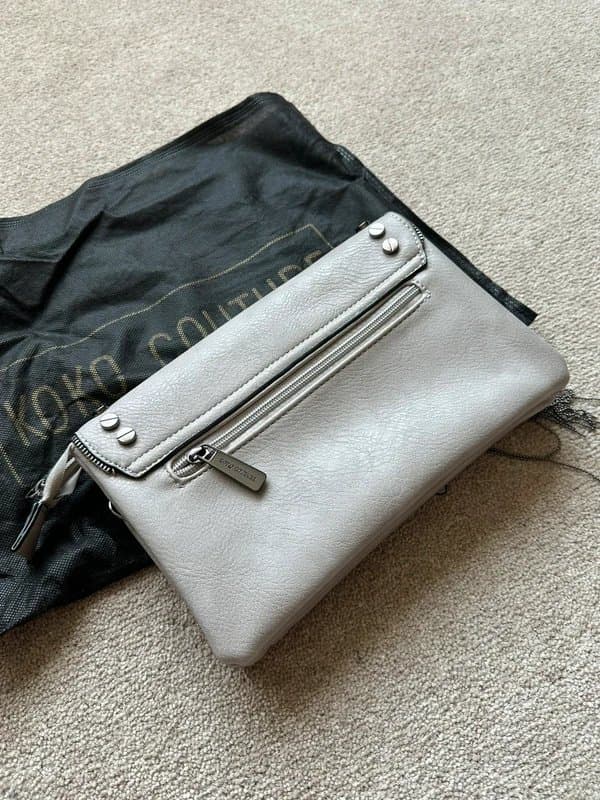 ASOS Faux Leather Grey Clutch Bag
