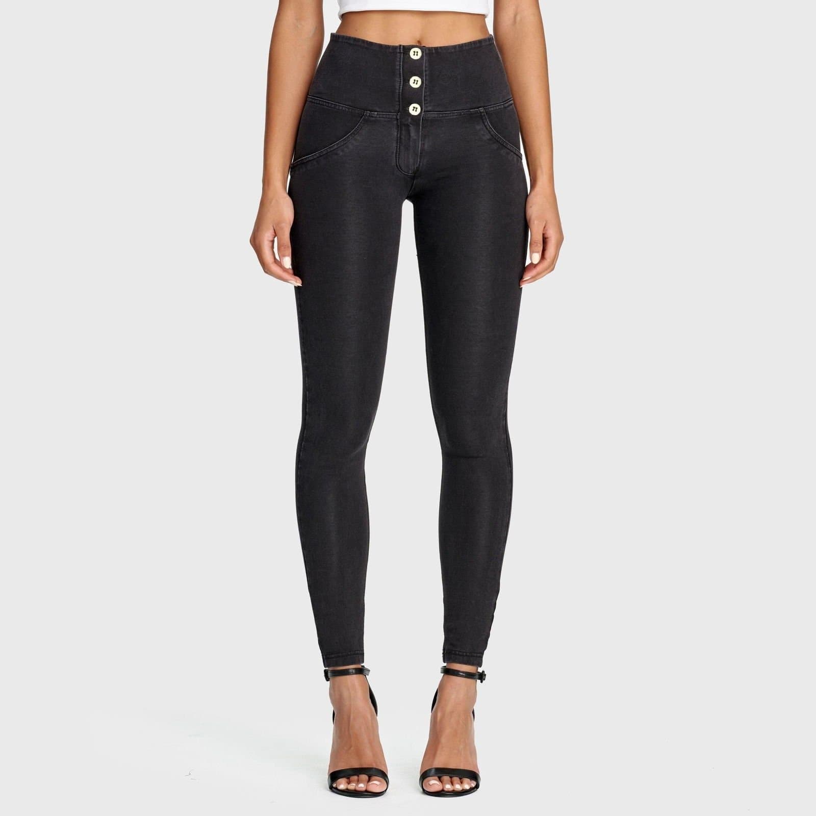 Freddy Freddy Women's WR.UP Denim - 3 Button High Waisted - Full Length Jeans in Black