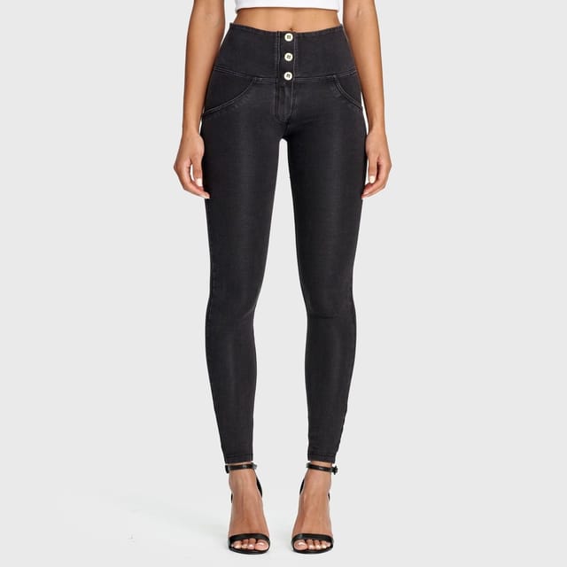 Freddy Freddy Women's WR.UP Denim - 3 Button High Waisted - Full Length Jeans in Black - 2